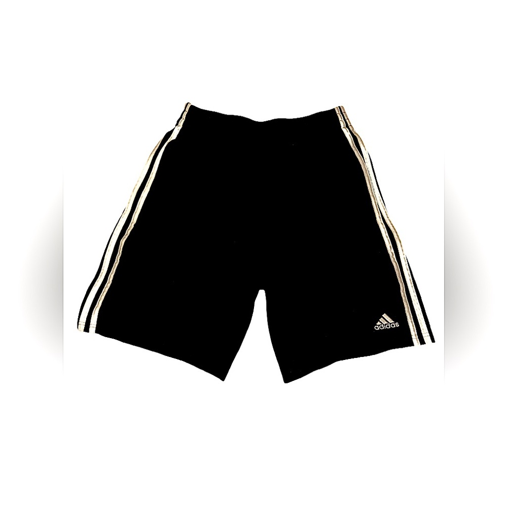Boys Adidas Black White Stripes Performance Shorts